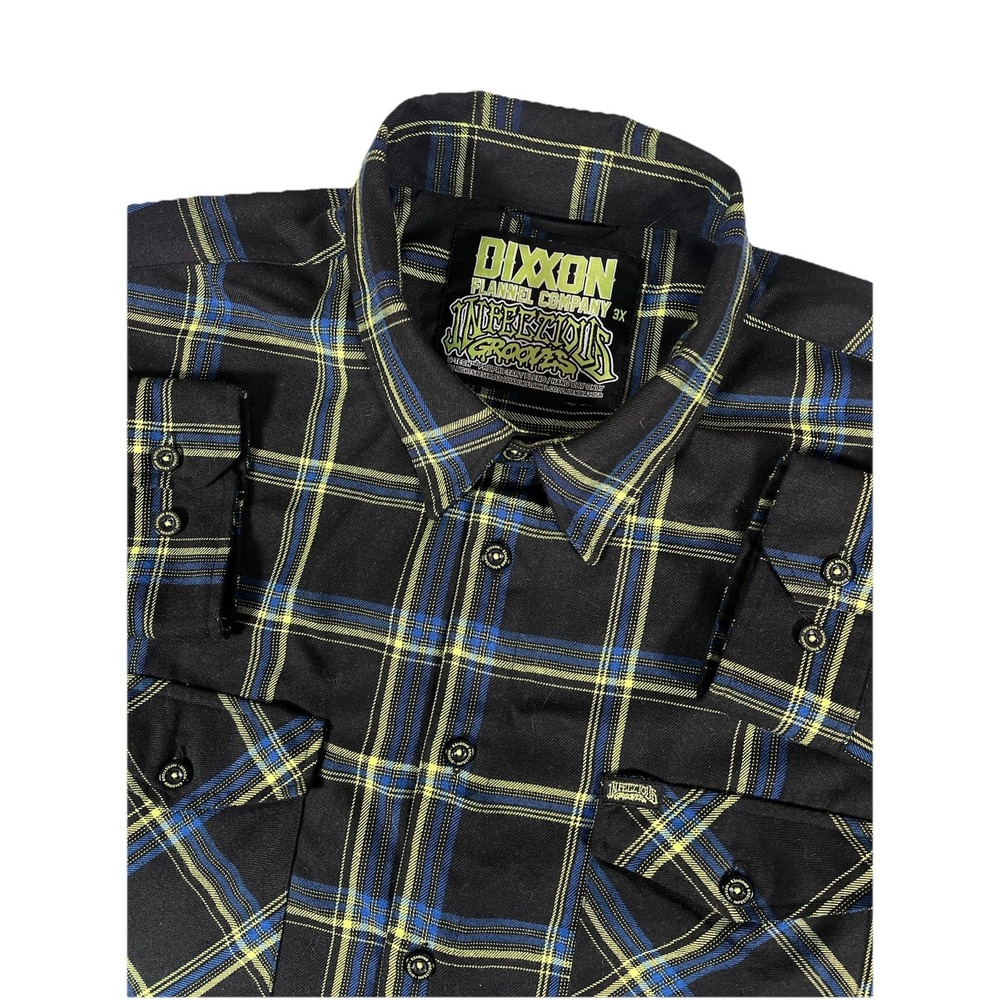 Dixxon Flannel Company Infectious Grooves Black Plaid Flannel Shirt‎ Men's 3XL